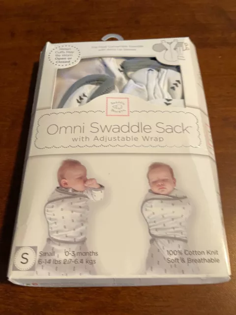 Baby Omni Swaddle Sack Wrap Arms Up Sleeves Mitten Cuffs, Gray 0-3