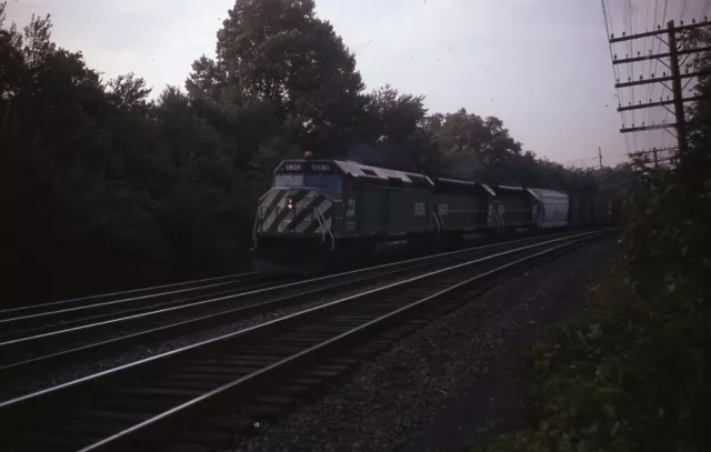 BN BURLINGTON NORTHERN Railroad Train Locomotive 6635 RAMSEY NJ 1971 Photo Slide