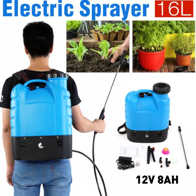 16L Rechargeable Backpack Pressure Sprayer - Portable Electric Garden Weed Pump