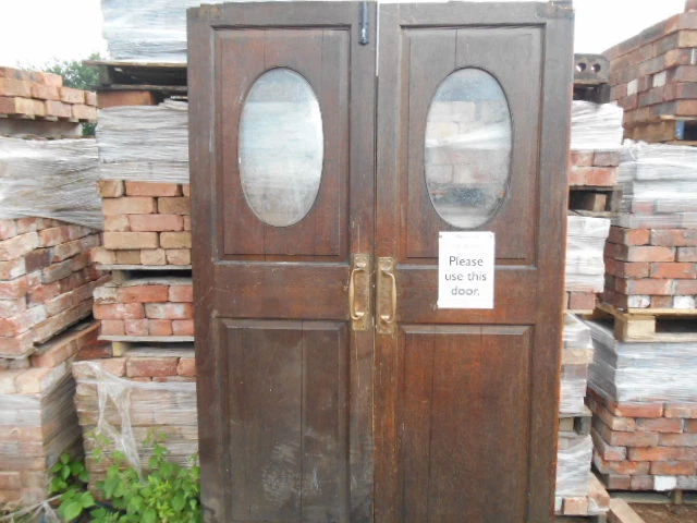 Pair of antique part glazed oak doors from Birmingham Cathedral 1715 not church