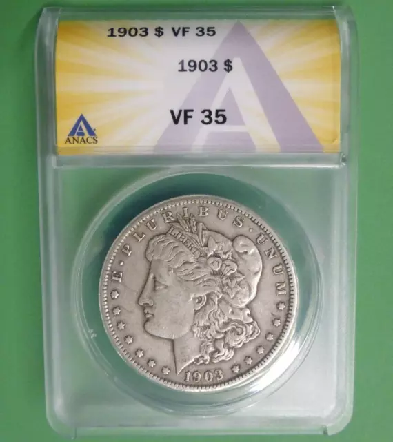 1903 ANACS VF 35 Morgan Silver Dollar, United States of America Silver $1 Coin
