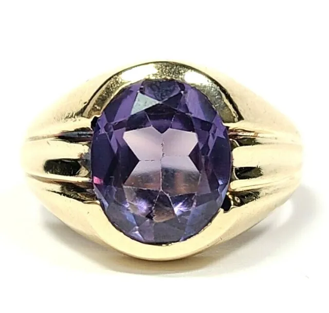 10k Yellow Gold Color Changing Lab Alexandrite Ring Size 10