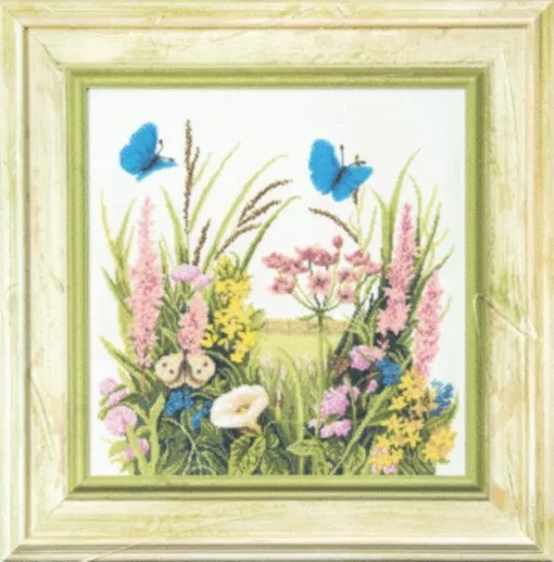 Diy Needlepoint Mixed Embroidery "Meadow Grasses" Embroidery Kit. Unprinted