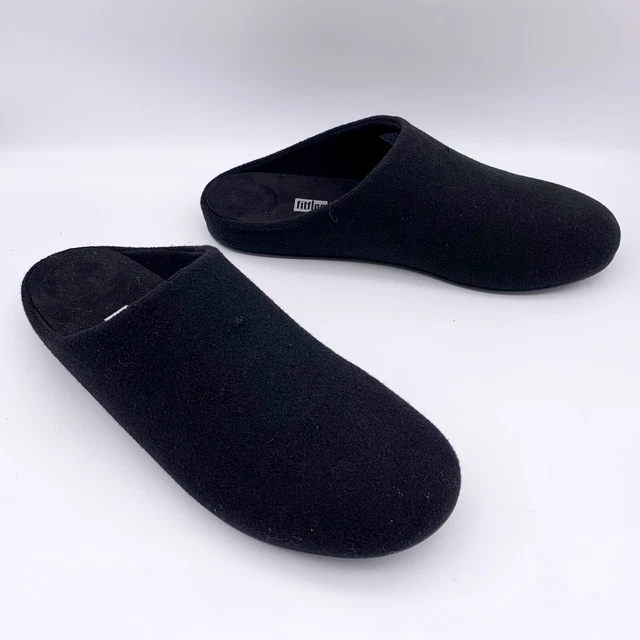FITFLOP CHRISSIE House COMFORT MULE SLIPPERS BLACK SIZE 11