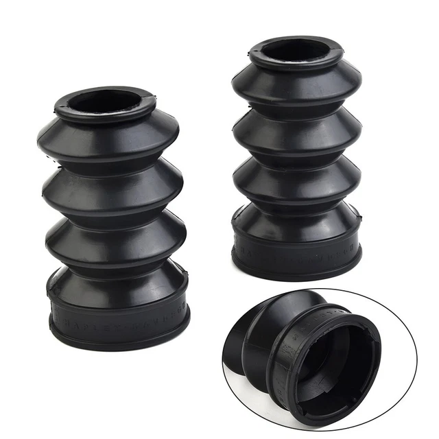 Guêtres En Caoutchouc Pour Fourche Avant Moto Type CQR - Protection Contre Poussière Et Boue, Aération Inférieure - Noir Mat