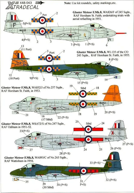 Xtra Decals 1/48 GLOSTER METEOR F. Mk.8 British Jet Fighter