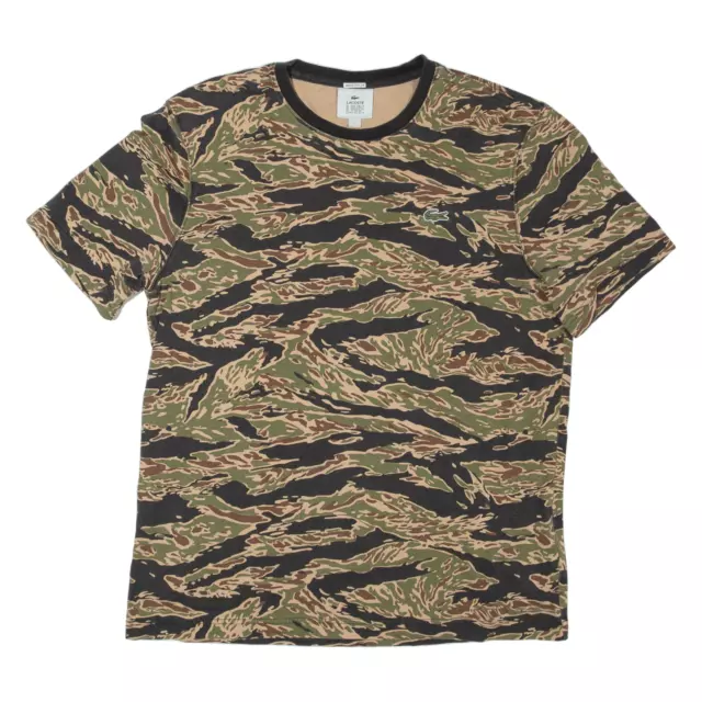 LACOSTE LIVE Camo Mens T-Shirt Green Short Sleeve L