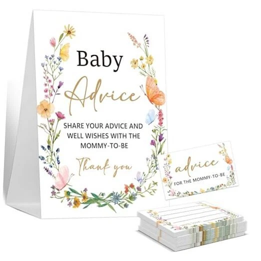 Safari Jungle Baby Shower Advice Cards For Parents | 50 Cards + Standing Sign | Gender Neutral Party Game & Decor - View #7
