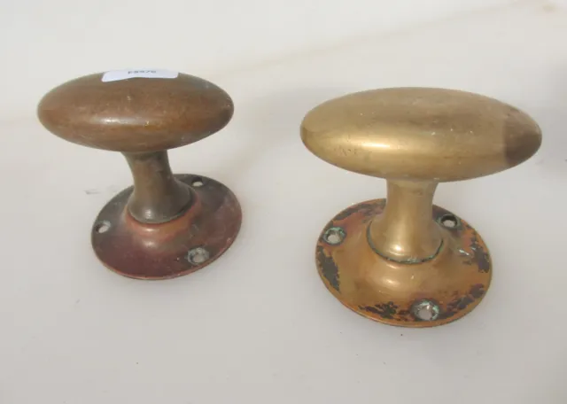 Antique Brass Door Knobs Handles Plates Old Oval Vintage Bronze Victorian