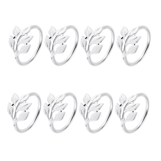 8 PEZZI anelli tovaglioli metallo argento supporto tovagliolo tavolo tovagliolo5949