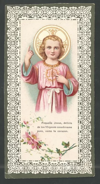 Estampa antigua del Niño Jesus andachtsbild santino holy card santini