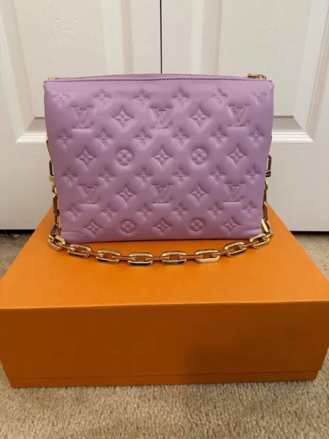 LOUIS VUITTON COUSSIN PM PINK PURPLE LAMBSKIN LEATHER GOLD CHAIN LIMITED  **RARE*