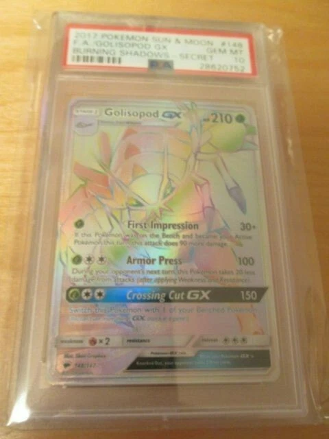 Pokemon PSA 10 GOLISOPOD SM * BRENNENDE SCHATTEN * GX Full Art FA Regenbogen Hyper RR 2