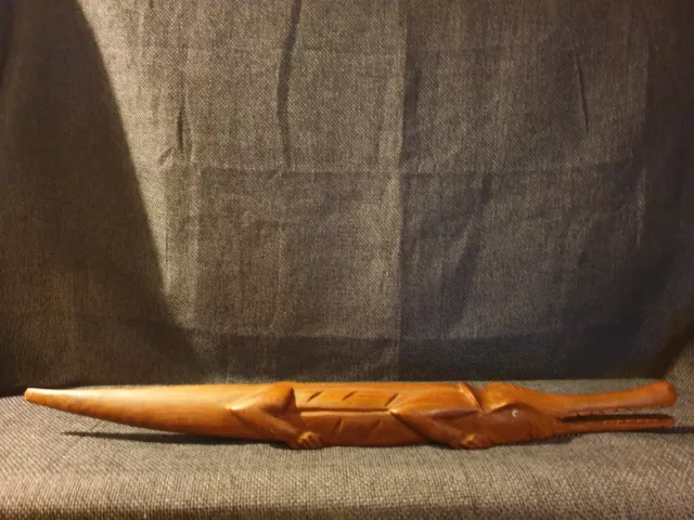 Vintage Large Hand Carved Wooden Teak Alligator 25" Long
