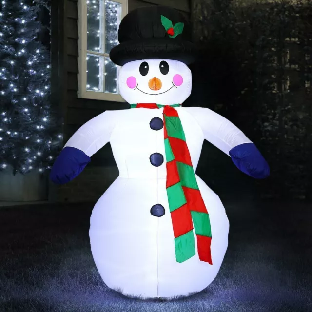 Gonfiabile Pupazzo di Neve Gigante 240cm Luci LED Decorazioni Natalizie Esterno