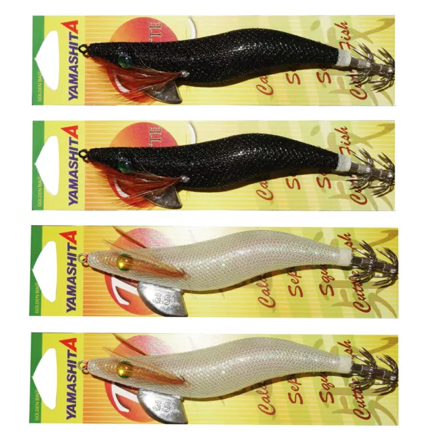 4X 3.5 YAMASHITA White SQUID JIGS Glow in Dark Rattle Squid Egi