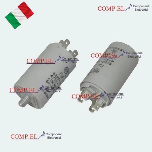 Condensatore CBB60 80&micro;F 450V - Per Motori Elettrici, Avviamento Compressori E Condizionatori, Con Spine Incluse
