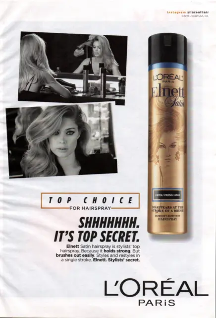 Loreal Paris Top Secret Elnett Satin Color Print Ad Wall Decor