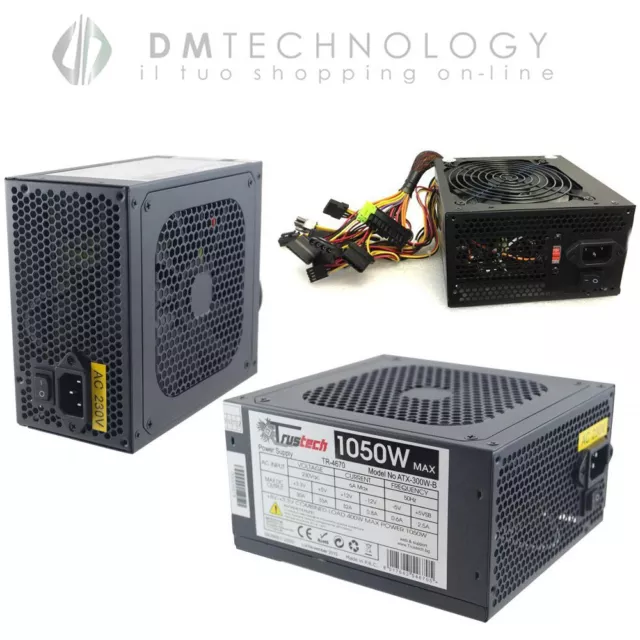 Alimentatore Modulare 1050 W Atx 6 Sata 2 Ide 1050 Watt Ventola 14Cm Desktop Pc