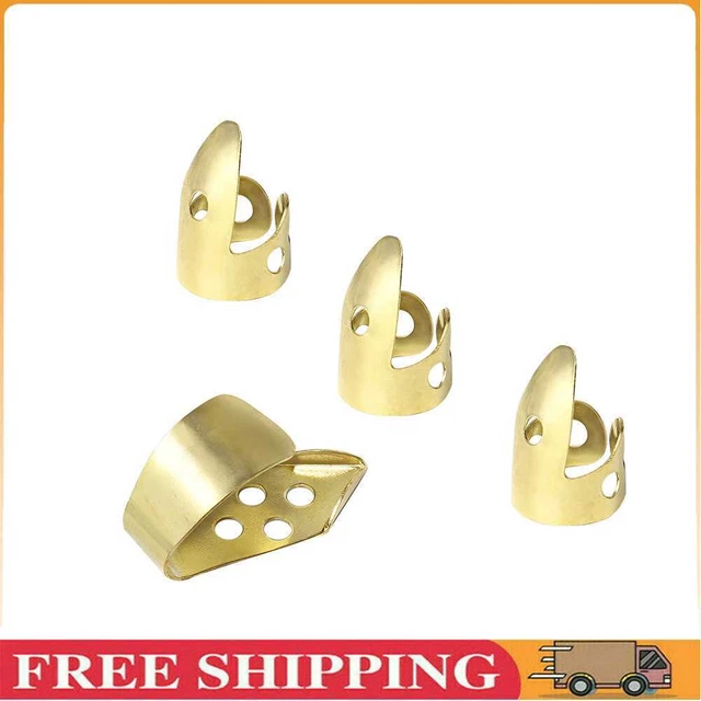 Adjustable 3 Finger Picks + 1 Thumb Pick Acoustic Guitar Banjo Pick (Gold) ~