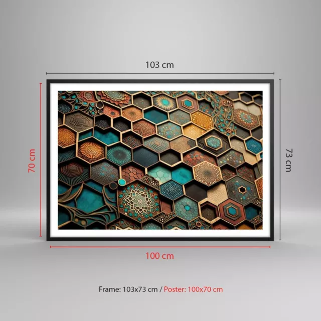 Cuadro Poster de Pared 100x70cm Póster Marco Cubo Mosaico Patrón Wall Art Prints 3