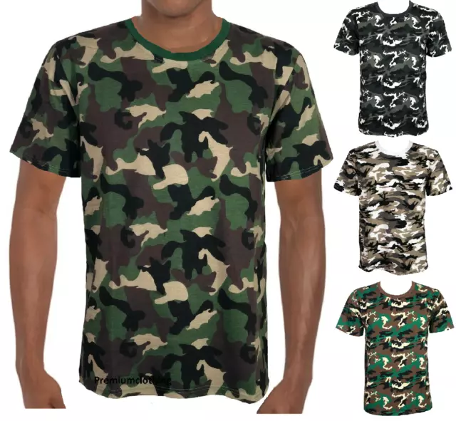 Mens Crew Neck Military Camouflage T-Shirts Army Combat Tee Summer Top Jungle