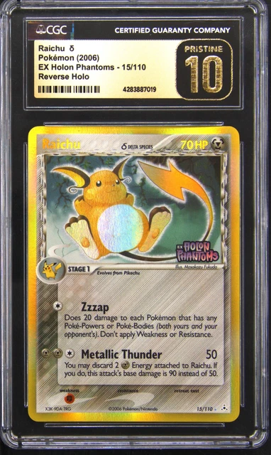 2006 EX Holon Phantoms 15 Raichu Reverse Holo Holo Rare Pokemon TCG Card CGC 10