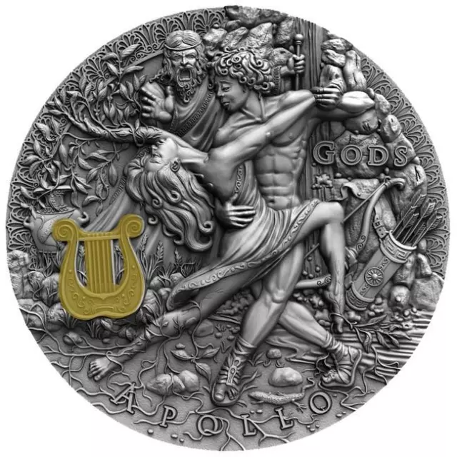 2020 Niue APOLLO GOD OF THE SUN GODS 2 oz Silver Antique Coin