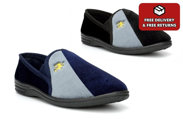 Pantofole da uomo tappeto pantofole slip on motivo leone blu navy