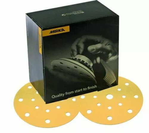 Mirka Gold 150mm Grip Sanding Discs 15H P40 - P800, 50 Pack Wet Or Dry Sanding