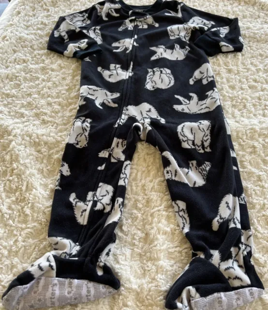 Carters Boys Black White Polar Bear Fleece Long Sleeve Pajama 2T