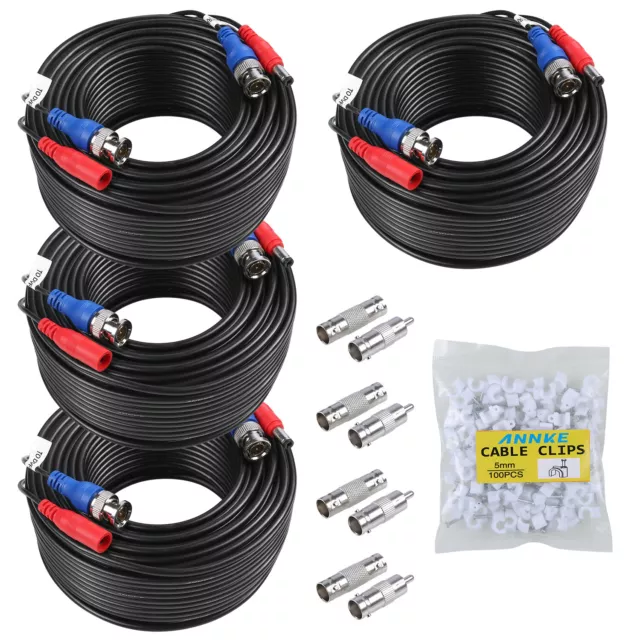 ANNKE 60/100ft CCTV BNC Extension Wire Cord Security Camera Video DC Power Cable