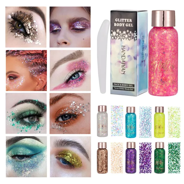 Glitter Eyeshadow Gel Nail Hair Body Face Art Sequins Diamond Party Festival AU