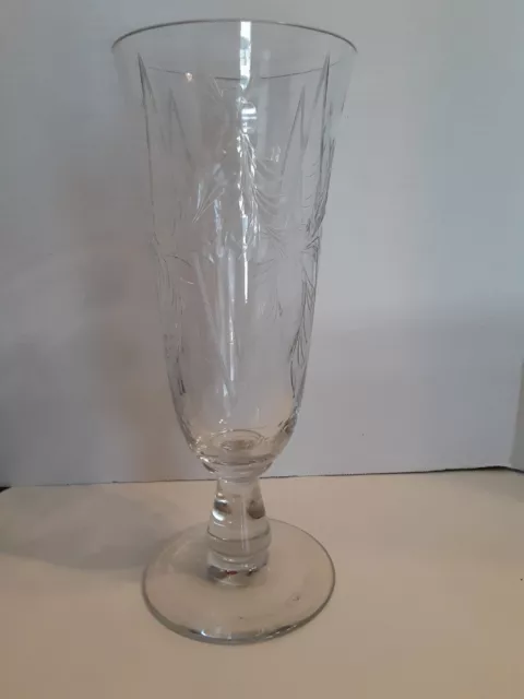 Vintage Hawkes Glass Pedestal Vase Engraved Floral Design Signed Vintage Hawkes Glass Pedestal Vase Engraved Floral Design Signed