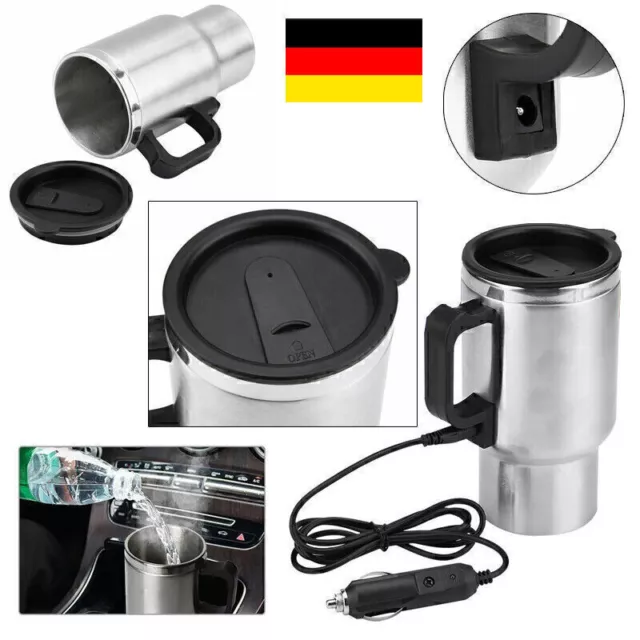 Auto 12V 450ml Wasserkocher Edelstahl Reise Heizung Kaffeekocher Tee Becher I7E2