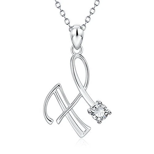Sterling Silber Zirkonia Alphabet Initial 26 Brief Anhänger Halskette persona...
