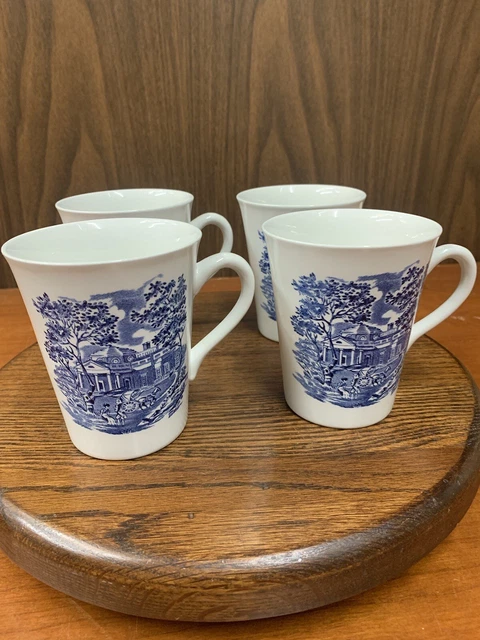 4 Vintage Staffordshire Liberty Blue Tall Mugs  2F