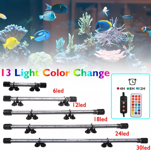 5 Sizes Aquarium Fish Tank Pond LED Strip Light Submersible Bar Light RGB Lamp