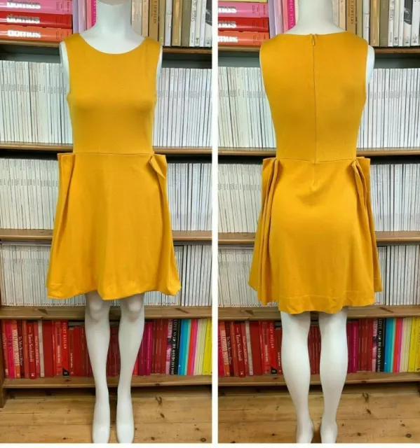 Cos Womens Dress XS 6 8 Marigold Yellow Pleated Sleeveless Fit Flare