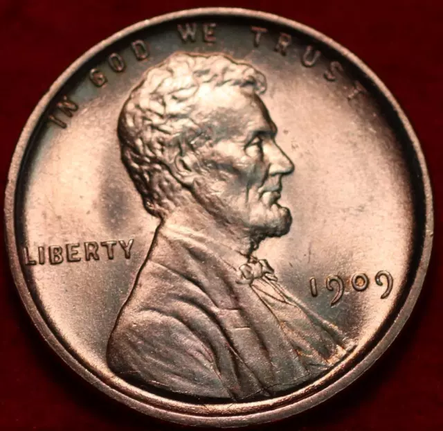 Uncirculated Red 1909 VDB Philadelphia Mint Copper Lincoln Wheat Cent