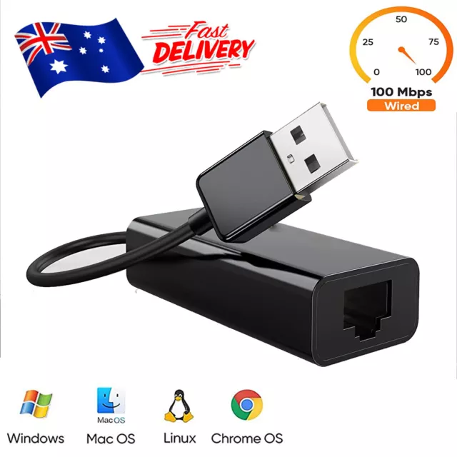 USB Network Adapter 100Mbps USB 2.0 to RJ45 Ethernet Realtek for Mac OS Windows