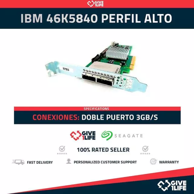 IBM - 46K5840 - CONTRÔLEUR SAS À DOUBLE PORT PCI-e x8 3 Go - PROFIL ÉLEVÉ