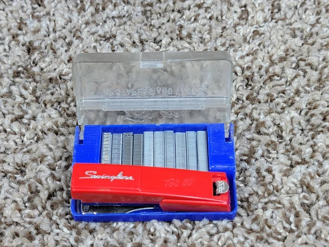 SWINGLINE! - Vintage Tot 50 Red Mini Stapler original box+staples & Staple Box