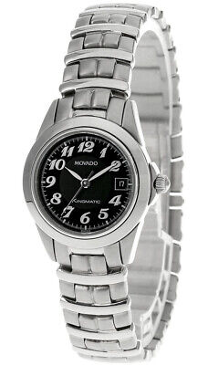 Movado Kingmatic 25Mm S-Steel Black Dial Date Women's Watch 84-B9-835