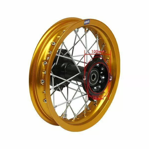 HMParts Cerchio Alluminio Anodizzato 10 Pollici Posteriore Oro 12 MM Typ2 Dirt 2