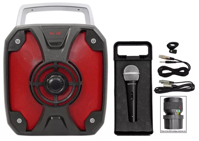 Rockville Rockbox 6,5 Zoll wiederaufladbarer tragbarer Bluetooth Karaoke Lautsprecher + Mikrofon