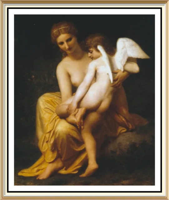 Bouguereau Art Print - Goddess Venus WOUNDED CUPID God of Love Eros Cherub Angel