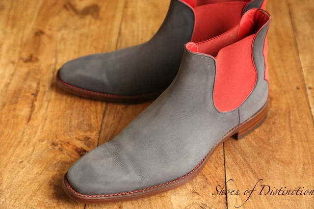 JEFFERY WEST BLUE Red Nubuck Leather Chelsea Boots Shoes Mens UK 8 US 9 ...