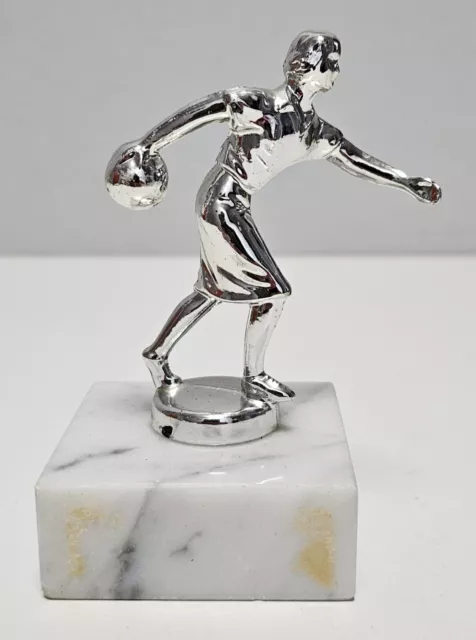 Vintage Women's 60's/70's Metal & Marble 3.5" Bowling Trophy