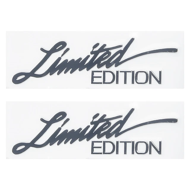 2x Silver 'Limited Edition' Logo Emblem Badge – Metal Sticker For Car – 1.8cm X 7.5cm